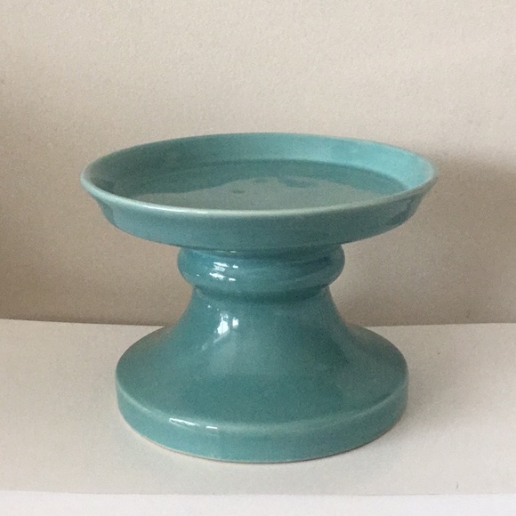 SOLD **Teal ceramic candle stand